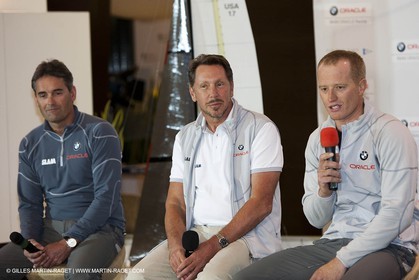 04 02 2010 - Valencia (ESP) - 33rd America's Cup - BMW ORACLE Racing - Media Day - R. Coutts - L J Ellison  - J Spitihill