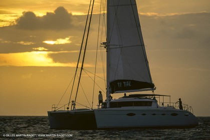 Sailing, cruising, multihull at the mooring