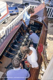 motor boats, claissc runabouts, cefit or Sagitta at Trapani boatyard (Cassis, FRA,13)