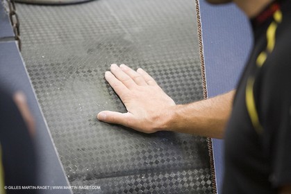 Sydney, Australia, Thomas Coville trimaran Sodebo building at Boat Speed