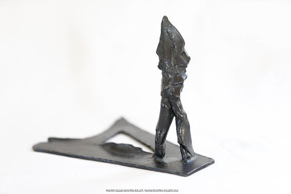 06 03 2016, Marseille (Fra,13), Oeuvre de Germaine Richier, Guerrier n° 7 1955, Bronze patiné foncé, Numéroté 4 8, Fondeur : L. Thinot, Paris, 17,5 x 25 x 17 cm, Collection particulière