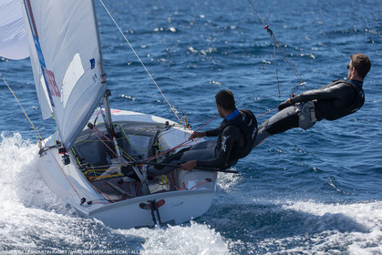 25 04 2016, Hyères (FRA,83), Jeux Olympiques Rio 2016, voile, 470, Sofian Bouvet   Jeremie Mion, SFS Voile