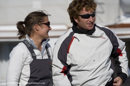 28 09 2007 - Marseille (FRA, 13) - Gamme vêtements de mer Aigle portée en.action par les navigateurs Marc Emig et Luce Molinier