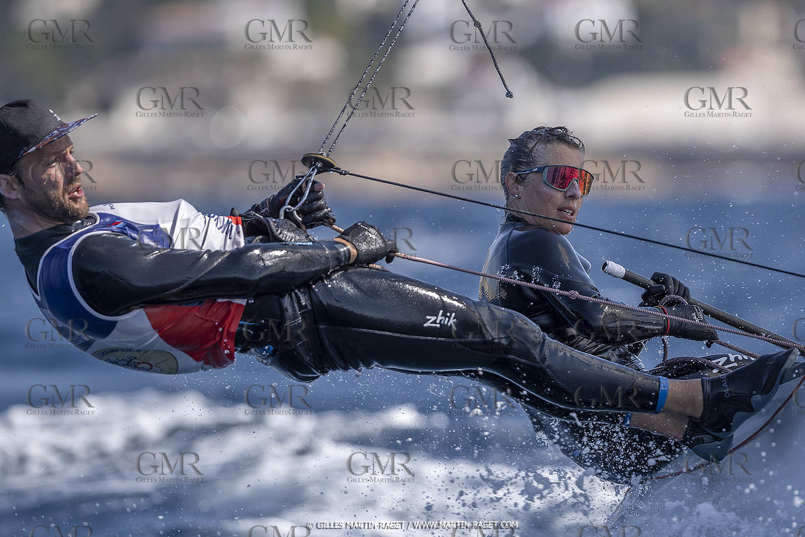 16 09 2022, Marseille (FRA), 470 Class, Paris 2024 Olympic Games, Sailing, 470 mixed dinghy, trainings, Camille Lecointre Jeremie Mion (FRA)
