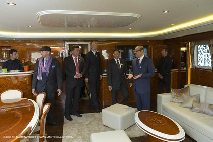 Al Azizi oficial launchat the Mucem museum - H2X boatyard - Oceanographic research ship - Marseille (FRA,13) - 27 05 2014