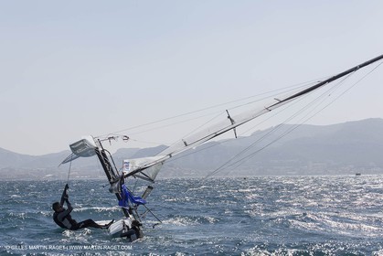 26 03 2013 - Marseille (FRA,13) - Ingrid Petitjean et Olivier backes training on their Nacra 17 in breezy conditions